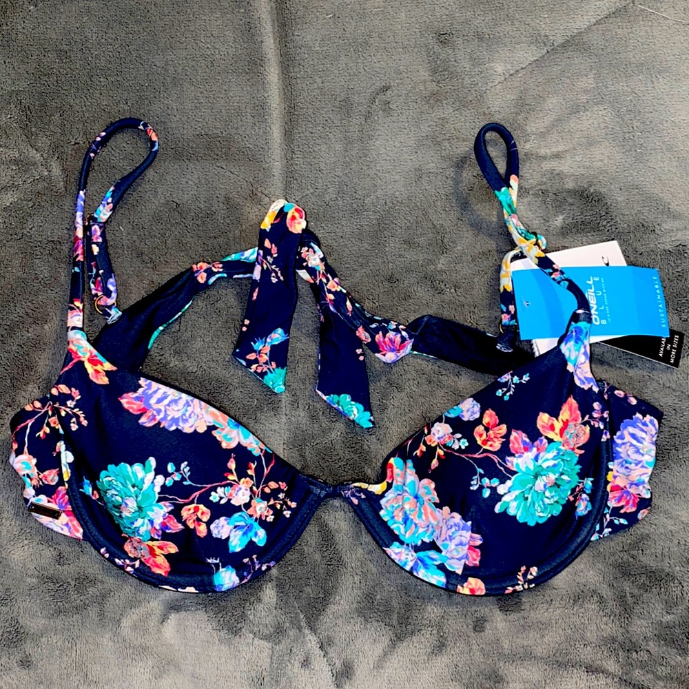O'Neill Floral Bikini Top - Navy and Multicolor